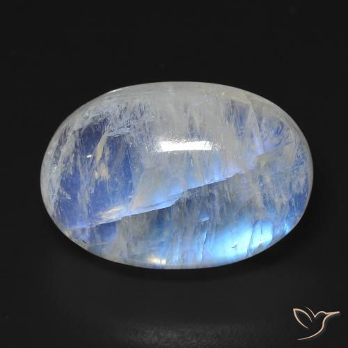 15.76ct Natürlicher Bläulich-weiß Regenbogenmondstein, Oval, Transparent