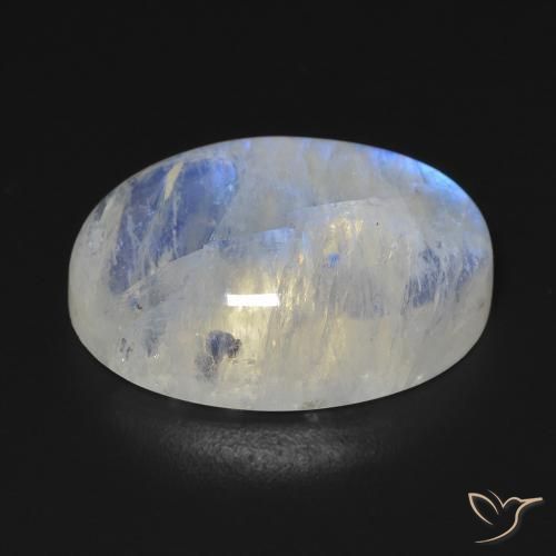 9,17 ctw natürlicher Bläulich-weiß Regenbogenmondstein, Oval, Transparent