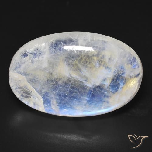 21.32ct Natürlicher Bläulich-weiß Regenbogenmondstein, Oval, Transparent