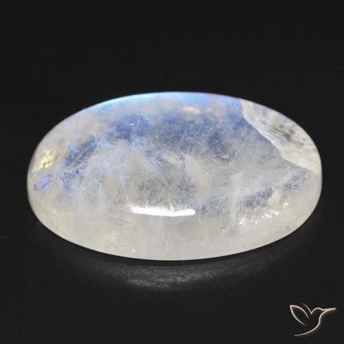 9,17 ctw natürlicher Bläulich-weiß Regenbogenmondstein, Oval, Transparent
