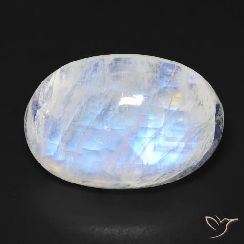 14.30ct Natürlicher Bläulich-weiß Regenbogenmondstein, Oval, Transparent