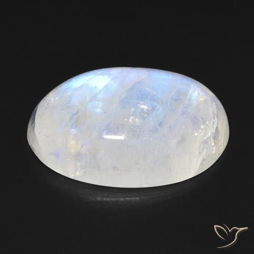 9,17 ctw natürlicher Bläulich-weiß Regenbogenmondstein, Oval, Transparent