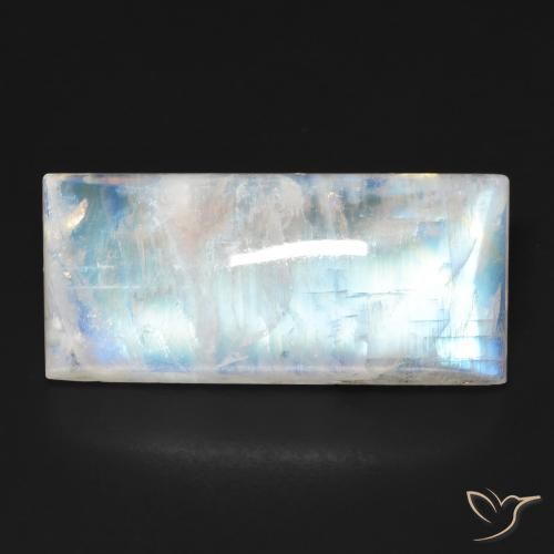 15.17ct Natürlicher Bläulich-weiß Regenbogenmondstein, Baguette, Transparent