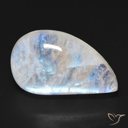 18.42ct Natürlicher Bläulich-weiß Regenbogenmondstein, Fantasie, Transparent
