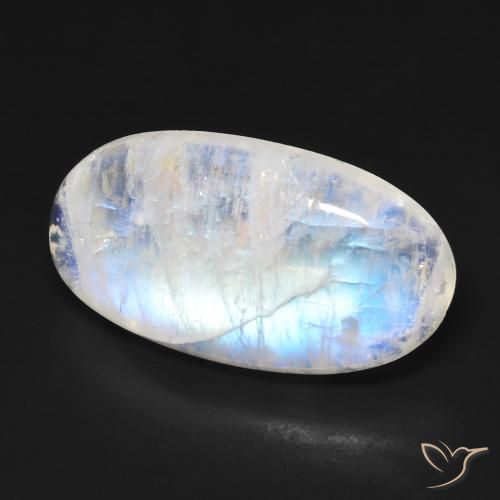 9,17 ctw natürlicher Bläulich-weiß Regenbogenmondstein, Oval, Transparent
