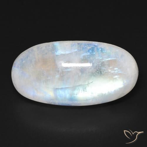 11.77ct Natürlicher Bläulich-weiß Regenbogenmondstein, Oval, Transparent