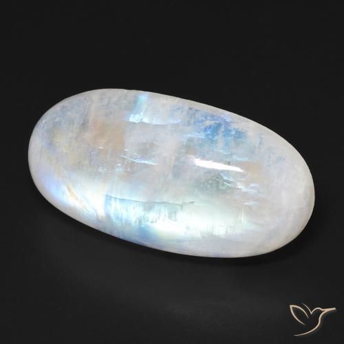 9,17 ctw natürlicher Bläulich-weiß Regenbogenmondstein, Oval, Transparent