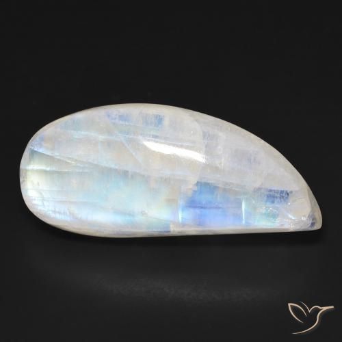 20.59ct Natürlicher Bläulich-weiß Regenbogenmondstein, Fantasie, Transparent