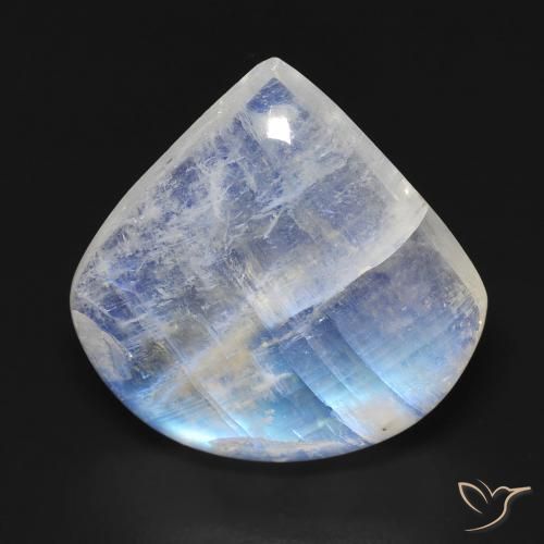 13.24ct Natürlicher Bläulich-weiß Regenbogenmondstein, Birnenform, Transparent