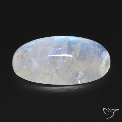9,17 ctw natürlicher Bläulich-weiß Regenbogenmondstein, Oval, Transparent