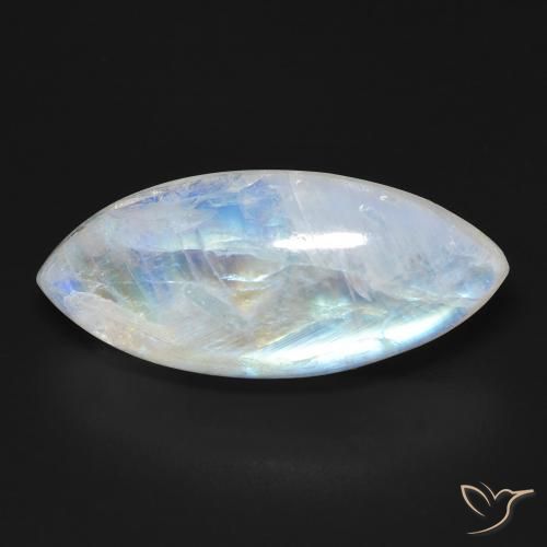 12.26ct Natürlicher Bläulich-weiß Regenbogenmondstein, Marquise, Transparent