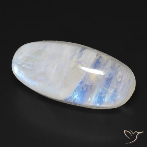 9,17 ctw natürlicher Bläulich-weiß Regenbogenmondstein, Oval, Transparent