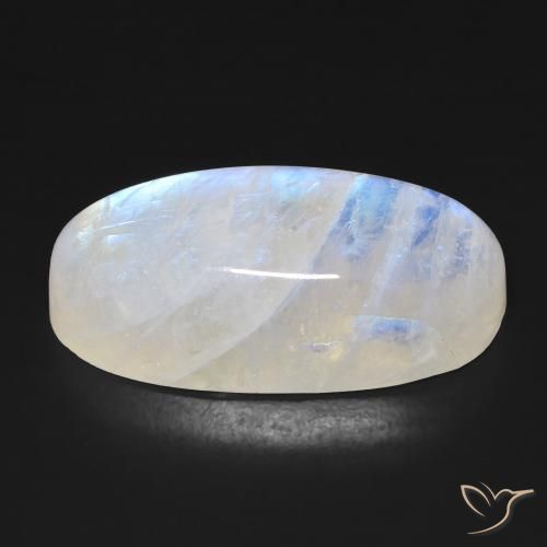 9,17 ctw natürlicher Bläulich-weiß Regenbogenmondstein, Oval, Transparent