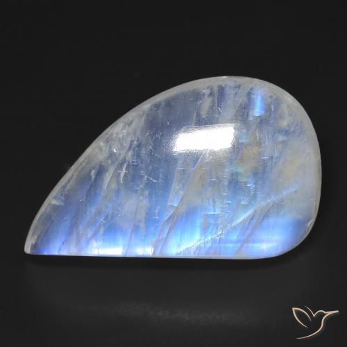 23.19ct Natürlicher Bläulich-weiß Regenbogenmondstein, Fantasie, Transparent