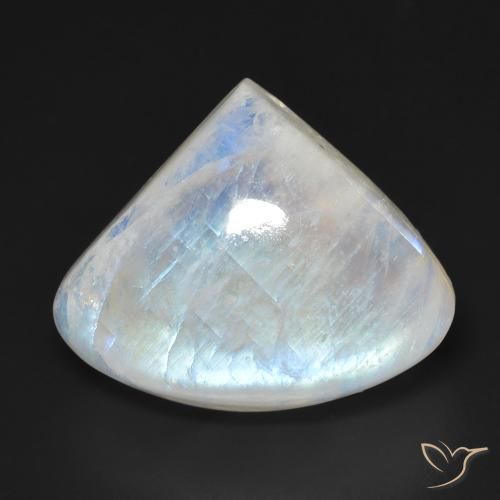 21.35ct Natürlicher Bläulich-weiß Regenbogenmondstein, Birnenform, Transparent