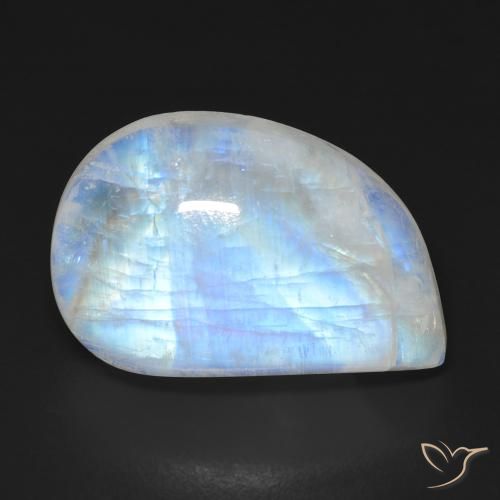 18.29ct Natürlicher Bläulich-weiß Regenbogenmondstein, Fantasie, Transparent