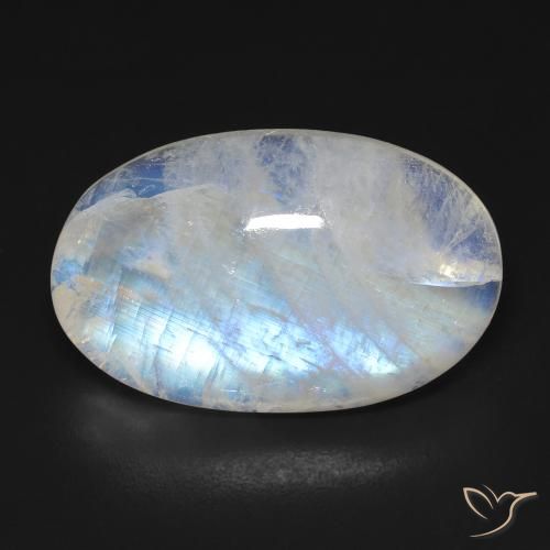 15.32ct Natürlicher Bläulich-weiß Regenbogenmondstein, Oval, Transparent