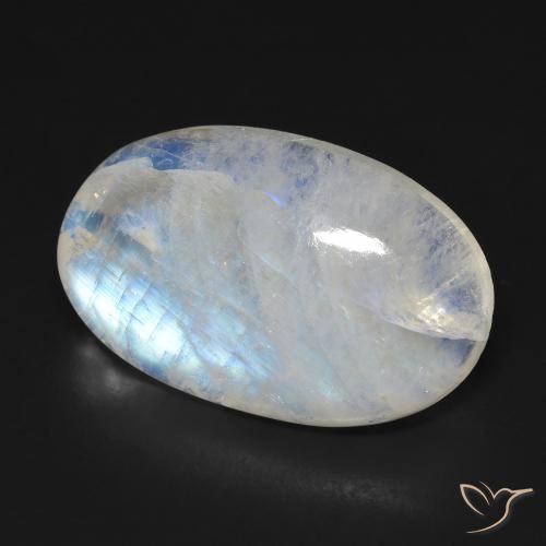 9,17 ctw natürlicher Bläulich-weiß Regenbogenmondstein, Oval, Transparent