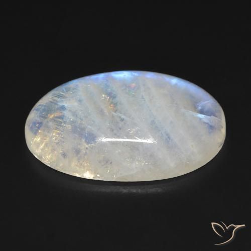 9,17 ctw natürlicher Bläulich-weiß Regenbogenmondstein, Oval, Transparent