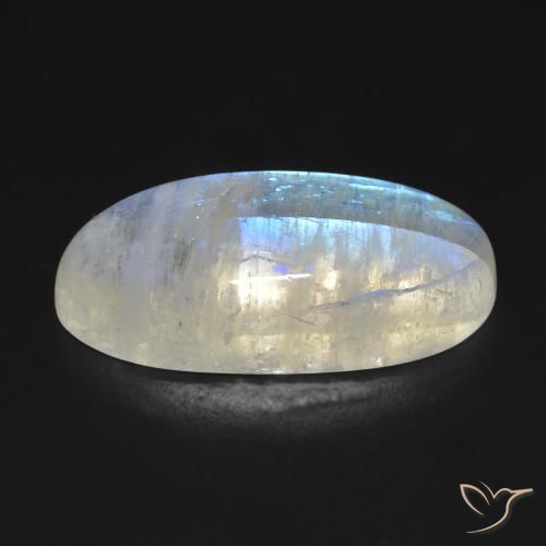 9,17 ctw natürlicher Bläulich-weiß Regenbogenmondstein, Oval, Transparent