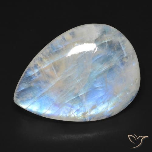 17.01ct Natürlicher Bläulich-weiß Regenbogenmondstein, Birnenform, Transparent