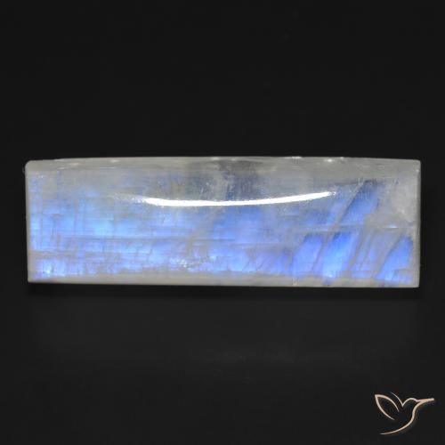 32.48ct Natürlicher Bläulich-weiß Regenbogenmondstein, Baguette, Transparent