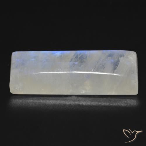 9,17 ctw natürlicher Bläulich-weiß Regenbogenmondstein, Baguette, Transparent