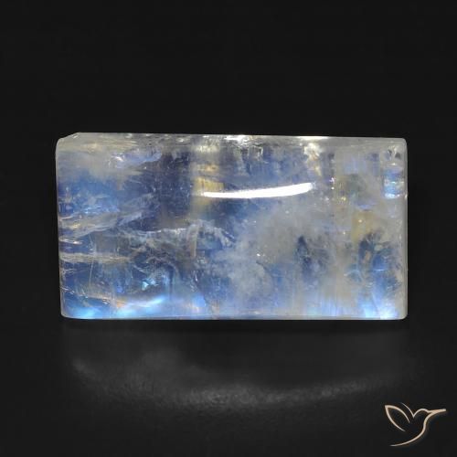 12.81ct Natürlicher Bläulich-weiß Regenbogenmondstein, Baguette, Transparent