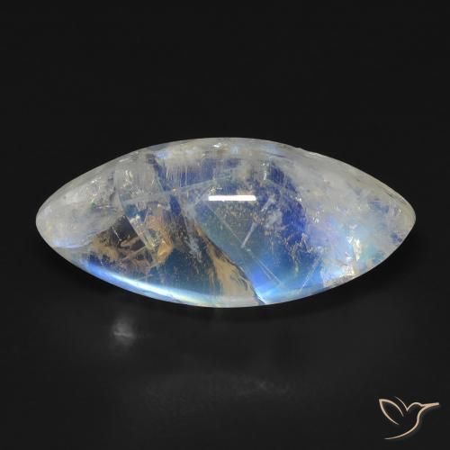 9.87ct Natürlicher Bläulich-weiß Regenbogenmondstein, Marquise, Transparent