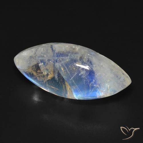 9,17 ctw natürlicher Bläulich-weiß Regenbogenmondstein, Marquise, Transparent
