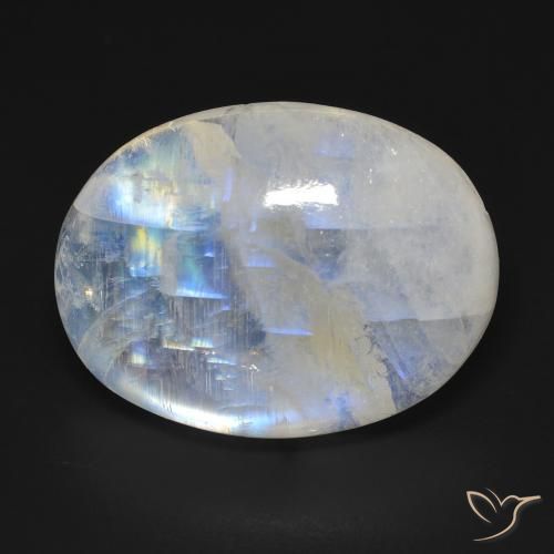 20.42ct Natürlicher Bläulich-weiß Regenbogenmondstein, Oval, Transparent