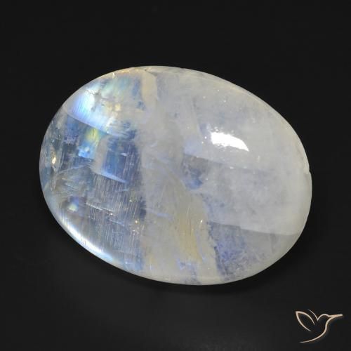 9,17 ctw natürlicher Bläulich-weiß Regenbogenmondstein, Oval, Transparent