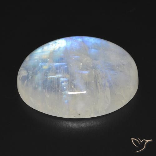 9,17 ctw natürlicher Bläulich-weiß Regenbogenmondstein, Oval, Transparent