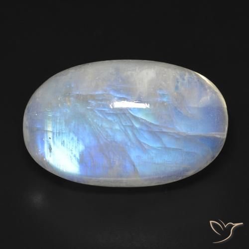 19.40ct Natürlicher Bläulich-weiß Regenbogenmondstein, Oval, Transparent