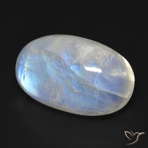 9,17 ctw natürlicher Bläulich-weiß Regenbogenmondstein, Oval, Transparent