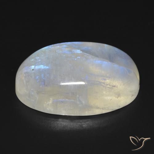 9,17 ctw natürlicher Bläulich-weiß Regenbogenmondstein, Oval, Transparent