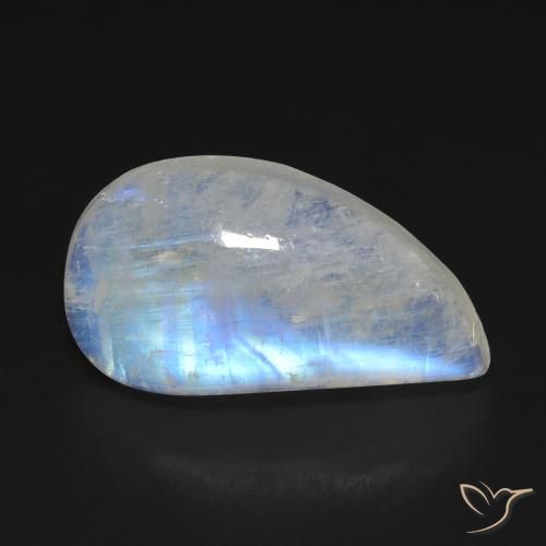 11.64ct Natürlicher Bläulich-weiß Regenbogenmondstein, Fantasie, Transparent