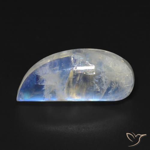 12.85ct Natürlicher Bläulich-weiß Regenbogenmondstein, Fantasie, Transparent
