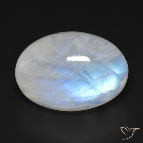 20.54ct Natürlicher Bläulich-weiß Regenbogenmondstein, Oval, Transparent