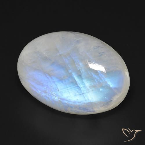 9,17 ctw natürlicher Bläulich-weiß Regenbogenmondstein, Oval, Transparent