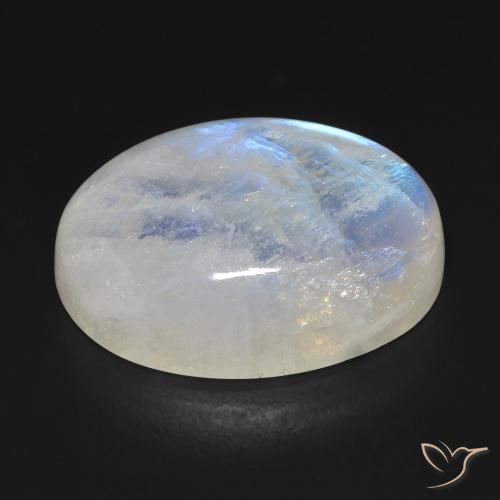 9,17 ctw natürlicher Bläulich-weiß Regenbogenmondstein, Oval, Transparent