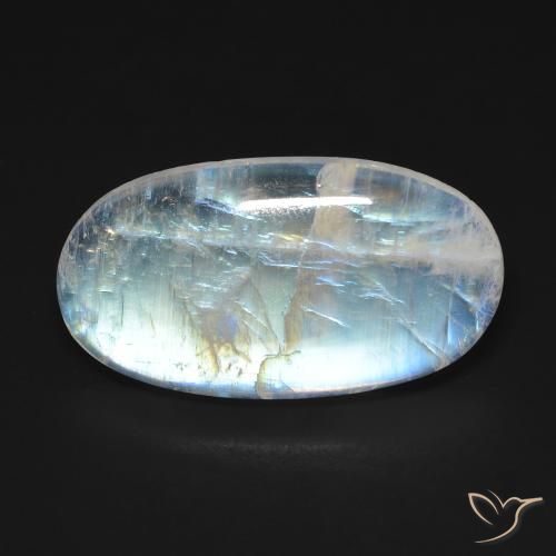 10,62 ctw natürlicher weißer Regenbogen-Mondstein, Oval Schliff, Transparent
