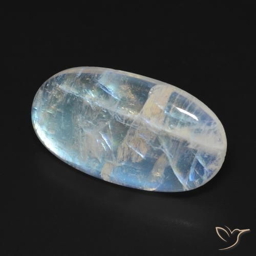 10,62 ctw natürlicher weißer Regenbogen-Mondstein, Oval Schliff, Transparent