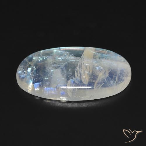 10,62 ctw natürlicher weißer Regenbogen-Mondstein, Oval Schliff, Transparent
