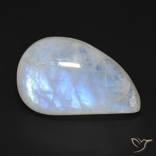 15.63ct Natürlicher Bläulich-weiß Regenbogenmondstein, Fantasie, Transparent