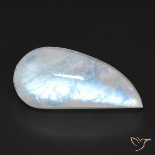 13.85ct Natürlicher Bläulich-weiß Regenbogenmondstein, Fantasie, Transparent