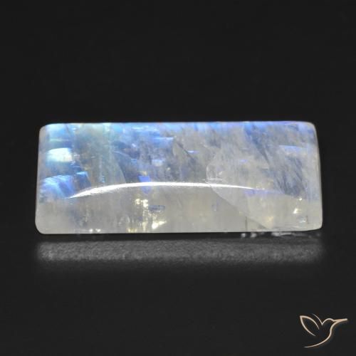 9,17 ctw natürlicher Bläulich-weiß Regenbogenmondstein, Baguette, Transparent