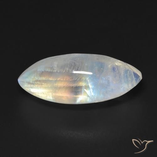 9.75ct Natürlicher Bläulich-weiß Regenbogenmondstein, Marquise, Transparent