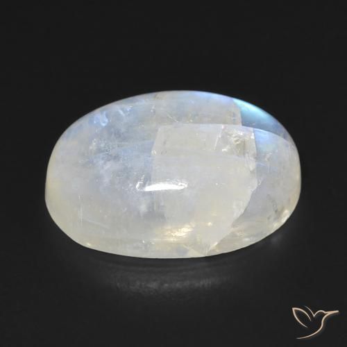 9,17 ctw natürlicher Bläulich-weiß Regenbogenmondstein, Oval, Transparent