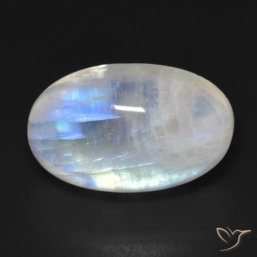 14.73ct Natürlicher Bläulich-weiß Regenbogenmondstein, Oval, Transparent